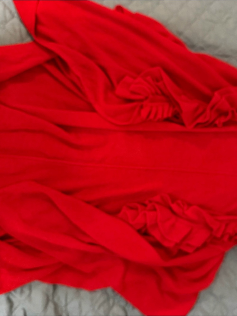Women's Red Ruffle-Trim Cardigan Sweater